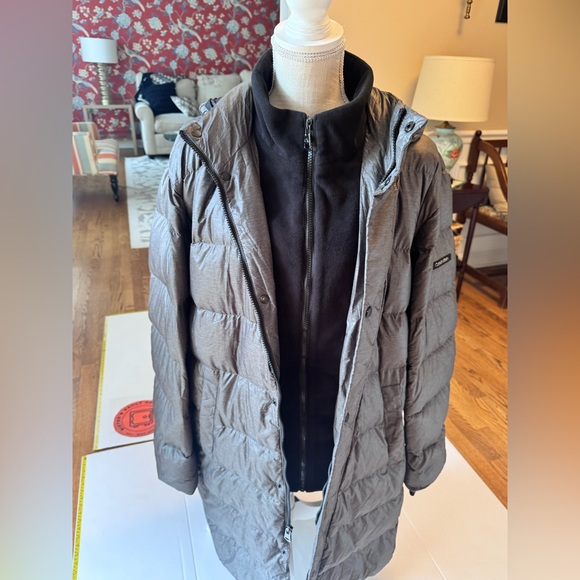 Calvin Klein women’s size xl long grey and black puffer jacket - Picture 1 of 16